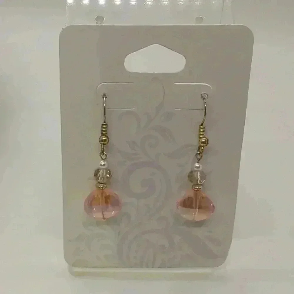 New Sterling Silver 18kt Coated Sterling Silver Pearl & Czech Crystal Earrings.. - Picture 8 of 9